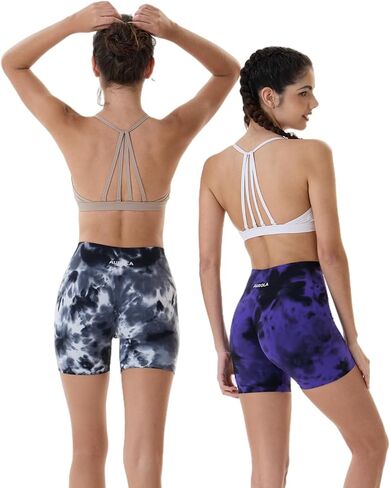 AUROLA Dream Tie Dye Workout Shorts for Women Seamless Scrunch Soft Active Shorts,Purple Fireworks Tie Dye,M in Kuwait