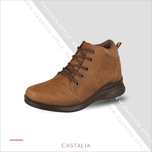 حذاء CASTALIA Essentials النسائي ذو الرقبة القتالية ذو الرقبة الطويلة للنساء ذو ​​الرقبة الجملية (الأحذية البيج) والأحذية السوداء. نعل حذاء أنيق وواسع ومريح، غير قابل للانزلاق. in Kuwait