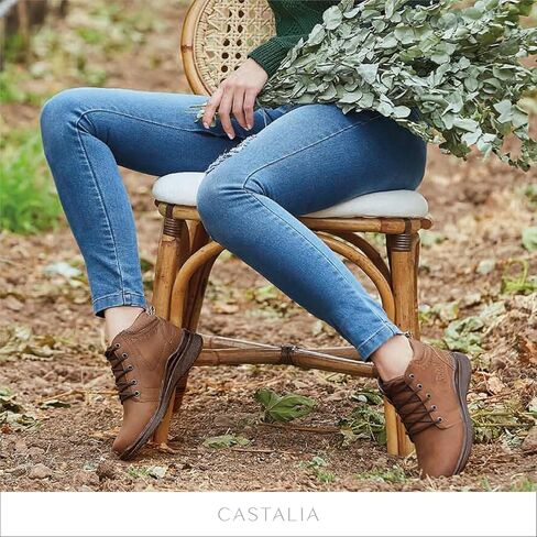 حذاء CASTALIA Essentials النسائي ذو الرقبة القتالية ذو الرقبة الطويلة للنساء ذو ​​الرقبة الجملية (الأحذية البيج) والأحذية السوداء. نعل حذاء أنيق وواسع ومريح، غير قابل للانزلاق. in Kuwait