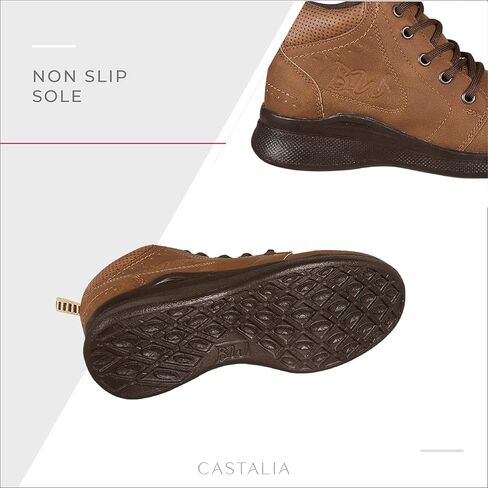 حذاء CASTALIA Essentials النسائي ذو الرقبة القتالية ذو الرقبة الطويلة للنساء ذو ​​الرقبة الجملية (الأحذية البيج) والأحذية السوداء. نعل حذاء أنيق وواسع ومريح، غير قابل للانزلاق. in Kuwait