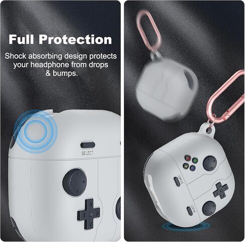 متوافق مع حافظة Samsung Galaxy Buds Pro 2/حافظة Galaxy Buds 2/حافظة Galaxy Buds FE/حافظة Galaxy Buds Pro/حافظة Galaxy Buds Live من السيليكون بتصميم مشغل الألعاب، رمادي فاتح in Kuwait