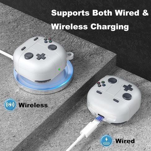 متوافق مع حافظة Samsung Galaxy Buds Pro 2/حافظة Galaxy Buds 2/حافظة Galaxy Buds FE/حافظة Galaxy Buds Pro/حافظة Galaxy Buds Live من السيليكون بتصميم مشغل الألعاب، رمادي فاتح in Kuwait