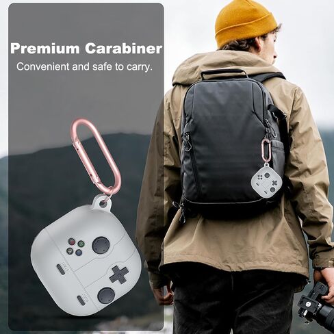 متوافق مع حافظة Samsung Galaxy Buds Pro 2/حافظة Galaxy Buds 2/حافظة Galaxy Buds FE/حافظة Galaxy Buds Pro/حافظة Galaxy Buds Live من السيليكون بتصميم مشغل الألعاب، رمادي فاتح in Kuwait