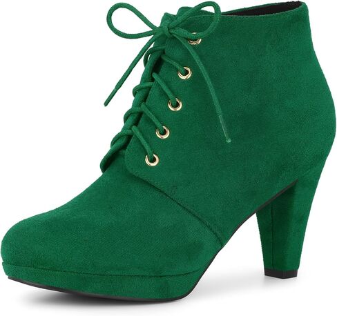 Allegra K Women's Lace Up Platform Block Heels Ankle Boots in Saudi Arabia
