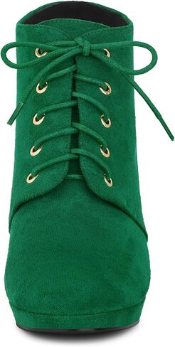 Allegra K Women's Lace Up Platform Block Heels Ankle Boots in Saudi Arabia