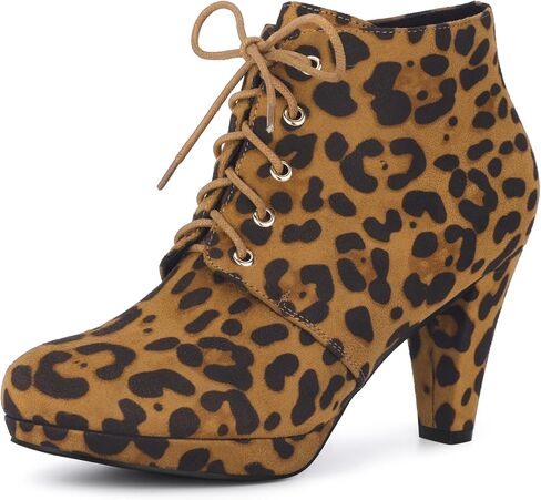 Allegra K Women's Lace Up Platform Block Heels Ankle Boots in Saudi Arabia