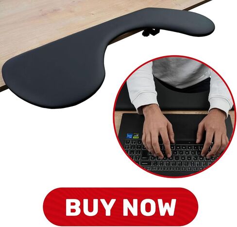 Forearm Support, Wrist Rest, Clamp-on Table Mount Leather Elbow Armrest Pad, Ergonomic Design, Punch-Free Desk Extender for Home and Office, Easy Typing & Pain Relief in Saudi Arabia