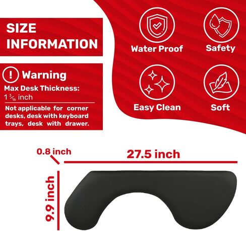 Forearm Support, Wrist Rest, Clamp-on Table Mount Leather Elbow Armrest Pad, Ergonomic Design, Punch-Free Desk Extender for Home and Office, Easy Typing & Pain Relief in Saudi Arabia