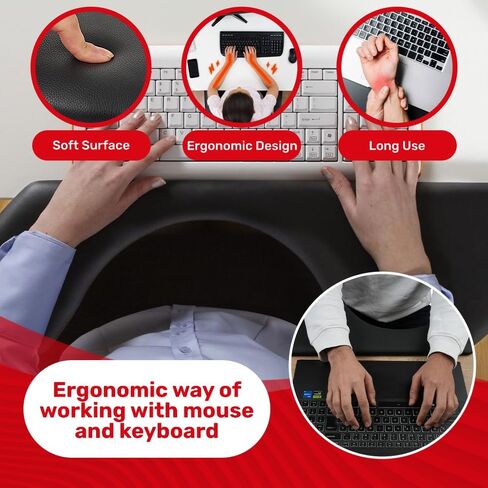 Forearm Support, Wrist Rest, Clamp-on Table Mount Leather Elbow Armrest Pad, Ergonomic Design, Punch-Free Desk Extender for Home and Office, Easy Typing & Pain Relief in Saudi Arabia