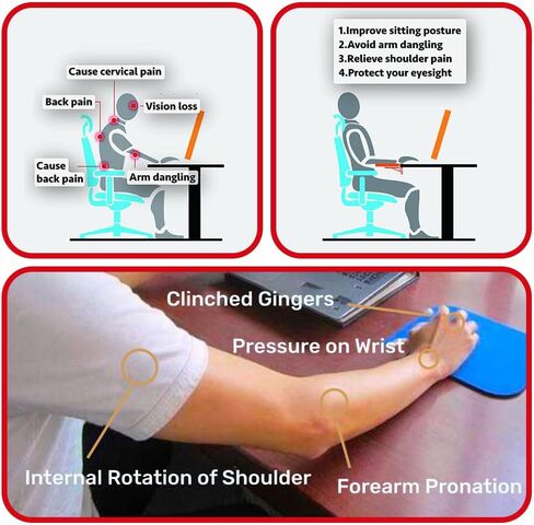 Forearm Support, Wrist Rest, Clamp-on Table Mount Leather Elbow Armrest Pad, Ergonomic Design, Punch-Free Desk Extender for Home and Office, Easy Typing & Pain Relief in Saudi Arabia