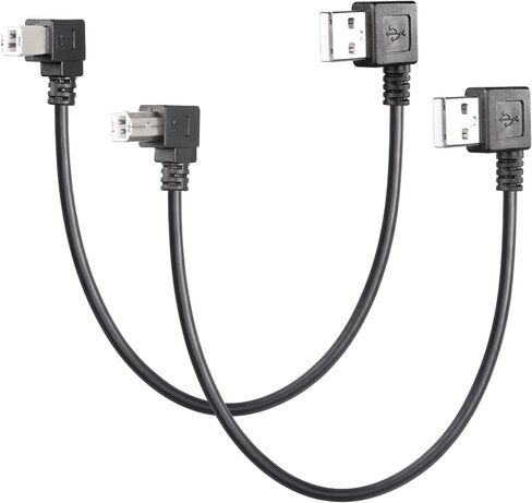CERRXIAN 90 Degree USB A to B Cable Printer Cable, 1ft Left Angle USB 2.0 Type A Male to Right & Left Angle USB 2.0 Type B Male Scanner Cable(rl) in Saudi Arabia
