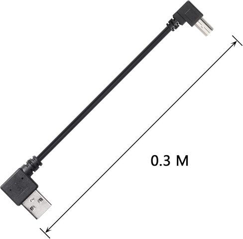 CERRXIAN 90 Degree USB A to B Cable Printer Cable, 1ft Left Angle USB 2.0 Type A Male to Right & Left Angle USB 2.0 Type B Male Scanner Cable(rl) in Saudi Arabia