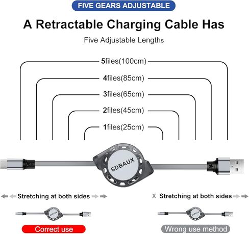 Car Carplay Cable for iPhone 16 15 Pro Max Plus Cable, Retractable USB A to Type C Charger Cord QC 3.0 Fast Charging Data Sync Compatible with Galaxy S23 S22 S10 Note G6 G5 PS5 and More 2-Pack 3.3ft in Saudi Arabia