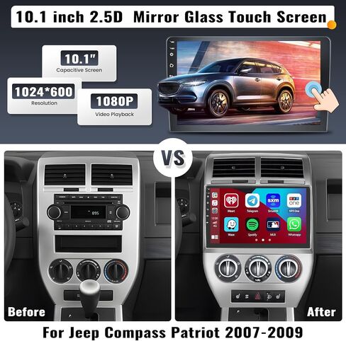 UNITOPSCI 2G+32G Android 13 ستيريو سيارة لسيارة Jeep Compass Patriot 2007-2009 راديو 10.1 بوصة شاشة لمس لاسلكية Apple CarPlay Android Auto GPS Navigation WiFi Bluetooth Mirror Link FM SWC+ميكروفون كاميرا احتياطية in Saudi Arabia