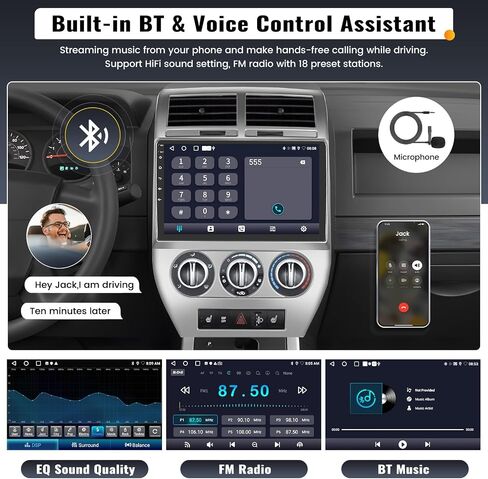 UNITOPSCI 2G+32G Android 13 ستيريو سيارة لسيارة Jeep Compass Patriot 2007-2009 راديو 10.1 بوصة شاشة لمس لاسلكية Apple CarPlay Android Auto GPS Navigation WiFi Bluetooth Mirror Link FM SWC+ميكروفون كاميرا احتياطية in Saudi Arabia
