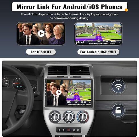 UNITOPSCI 2G+32G Android 13 ستيريو سيارة لسيارة Jeep Compass Patriot 2007-2009 راديو 10.1 بوصة شاشة لمس لاسلكية Apple CarPlay Android Auto GPS Navigation WiFi Bluetooth Mirror Link FM SWC+ميكروفون كاميرا احتياطية in Saudi Arabia