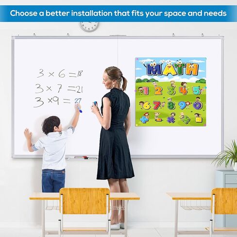 سبورة بيضاء كبيرة للجدار، لوحة مسح جافة مغناطيسية maxtek مقاس 72 × 40 بوصة، لوحة بيضاء مثبتة على الحائط، لوحة علامة مذكرة للرسائل قابلة للطي مع صينية قلم تحديد، ممحاة واحدة، 3 علامات و6 مغناطيسات in Kuwait