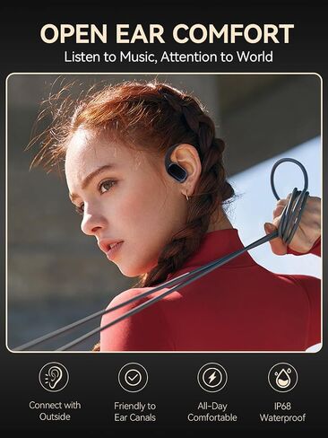 سماعات أذن DEMICEA True Wireless Bone Conduction، سماعات أذن OWS مفتوحة مع خطافات للأذن، بلوتوث 5.3، وقت تشغيل يصل إلى 60 ساعة مع حافظة، IP68، AAC/SBC، لتدريبات اليوغا لركوب الدراجات in Kuwait