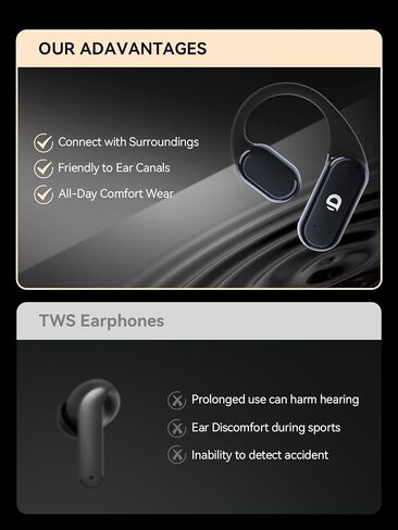 سماعات أذن DEMICEA True Wireless Bone Conduction، سماعات أذن OWS مفتوحة مع خطافات للأذن، بلوتوث 5.3، وقت تشغيل يصل إلى 60 ساعة مع حافظة، IP68، AAC/SBC، لتدريبات اليوغا لركوب الدراجات in Kuwait