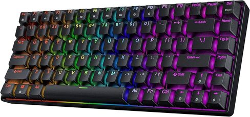 HK GAMING GK75 75% v3 | لوحة مفاتيح الألعاب الميكانيكية Hotswap | 84 مفتاحًا بإضاءة خلفية LED RGB متعددة الألوان لألعاب الكمبيوتر/Mac | تخطيط الولايات المتحدة (أسود، السرعة الميكانيكية صفراء) in Kuwait