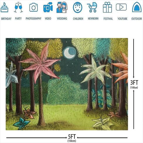 5x3ft Painted Wild One Birthday Backdrops for Photography Picture Boys Beast of The Wild Jungle Forest Animal 1st Theme Baby Shower Party Decoration Supplies Cake Smash Photo Booth Background Banner in Saudi Arabia