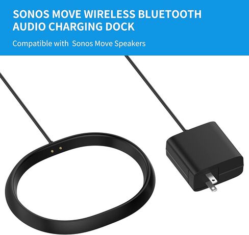 محول تيار متردد بقدرة 45 وات وقاعدة شحن متوافقة مع Sonos Move - يتضمن كابل بطول 6.6 قدم (أسود) من AWINNER in Kuwait