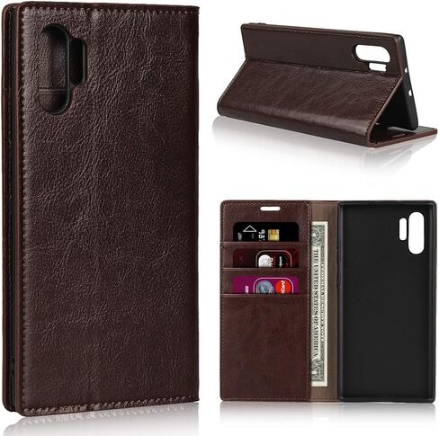 iCoverCase for Samsung Galaxy Note 10 Plus Wallet Case with Card Slots Holder, Premium Leather Kickstand Feature Flip Folio Case Cover for Galaxy Note 10 Plus (Brown) in Saudi Arabia
