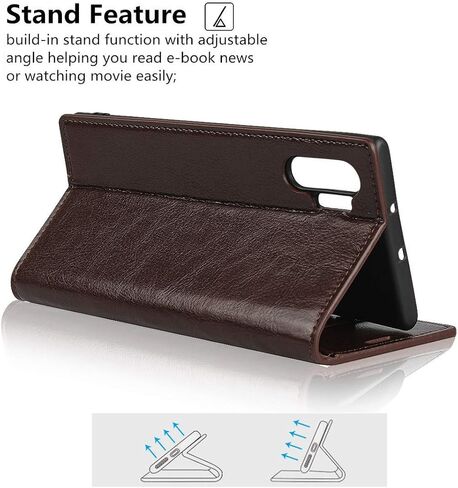 iCoverCase for Samsung Galaxy Note 10 Plus Wallet Case with Card Slots Holder, Premium Leather Kickstand Feature Flip Folio Case Cover for Galaxy Note 10 Plus (Brown) in Saudi Arabia