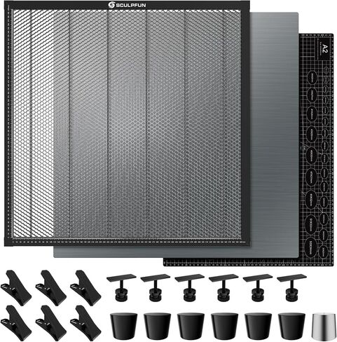 طاولة عمل على شكل قرص العسل من SCULPFUN مقاس 850 مم × 850 مم (33.5 × 33.5 بوصة)، سرير قطع لآلة القطع والنقش بثاني أكسيد الكربون أو الصمام الثنائي، وملحقات النقش in Kuwait