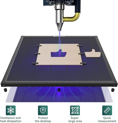 طاولة عمل على شكل قرص العسل من SCULPFUN مقاس 850 مم × 850 مم (33.5 × 33.5 بوصة)، سرير قطع لآلة القطع والنقش بثاني أكسيد الكربون أو الصمام الثنائي، وملحقات النقش in Kuwait