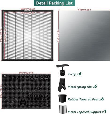 طاولة عمل على شكل قرص العسل من SCULPFUN مقاس 850 مم × 850 مم (33.5 × 33.5 بوصة)، سرير قطع لآلة القطع والنقش بثاني أكسيد الكربون أو الصمام الثنائي، وملحقات النقش in Kuwait