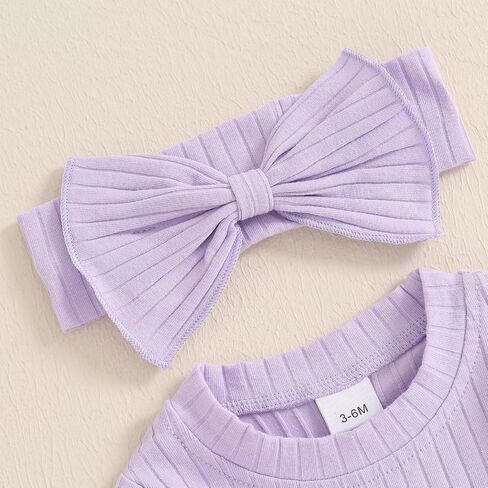 Newborn Baby Girl Fall Outfits Long Sleeve Ribbed Romper Jumpsuit with Headband Set Infant Girl Clothes in Saudi Arabia