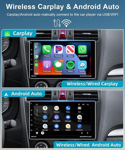 2G 64G Android Single Din Car Stereo with Wireless Apple Carplay, Podofo 9 inch Adjustable Touch Screen Bluetooth Car Radio with GPS Navi Android Auto WiFi USB FM Radio HiFi Audio Backup Camera in Saudi Arabia