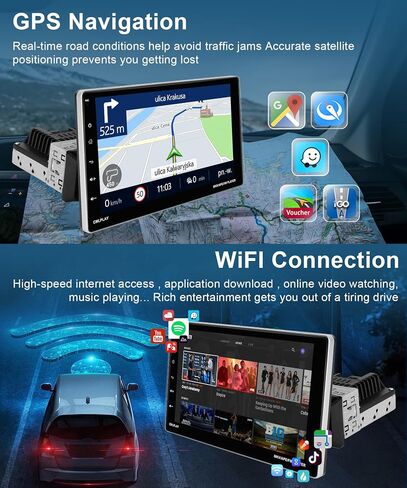2G 64G Android Single Din Car Stereo with Wireless Apple Carplay, Podofo 9 inch Adjustable Touch Screen Bluetooth Car Radio with GPS Navi Android Auto WiFi USB FM Radio HiFi Audio Backup Camera in Saudi Arabia