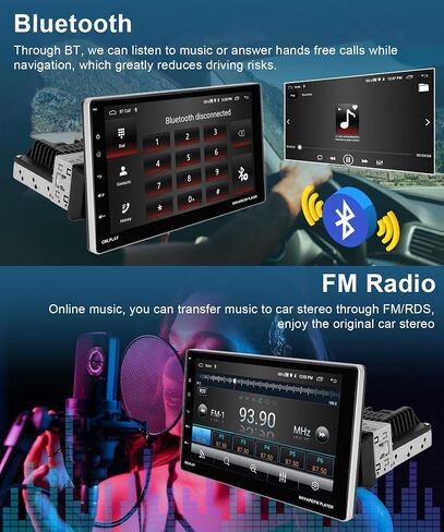 2G 64G Android Single Din Car Stereo with Wireless Apple Carplay, Podofo 9 inch Adjustable Touch Screen Bluetooth Car Radio with GPS Navi Android Auto WiFi USB FM Radio HiFi Audio Backup Camera in Saudi Arabia