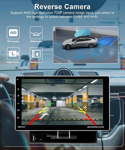 2G 64G Android Single Din Car Stereo with Wireless Apple Carplay, Podofo 9 inch Adjustable Touch Screen Bluetooth Car Radio with GPS Navi Android Auto WiFi USB FM Radio HiFi Audio Backup Camera in Saudi Arabia