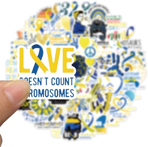 50pcs Down Syndrome Awareness Stickers|Vinyl Waterproof Care for Children Stickers for Laptop,Car Bumper，Luggage,Skateboard,Water Bottles,Computer,Phone, Kids Teens Adults (Downs Syndrome) in Saudi Arabia