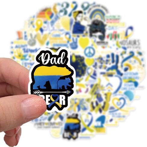 50pcs Down Syndrome Awareness Stickers|Vinyl Waterproof Care for Children Stickers for Laptop,Car Bumper，Luggage,Skateboard,Water Bottles,Computer,Phone, Kids Teens Adults (Downs Syndrome) in Saudi Arabia