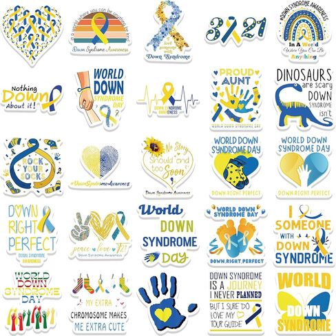 50pcs Down Syndrome Awareness Stickers|Vinyl Waterproof Care for Children Stickers for Laptop,Car Bumper，Luggage,Skateboard,Water Bottles,Computer,Phone, Kids Teens Adults (Downs Syndrome) in Saudi Arabia