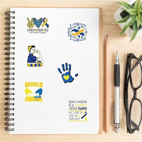 50pcs Down Syndrome Awareness Stickers|Vinyl Waterproof Care for Children Stickers for Laptop,Car Bumper，Luggage,Skateboard,Water Bottles,Computer,Phone, Kids Teens Adults (Downs Syndrome) in Saudi Arabia