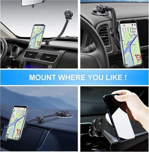 Car Mount for Pop Socket, Dashboard Windshield Car Phone Holder Compatible with Popsocket, Powerful Suction Cup Car Phone Mount Fits All Smartphones with Pop Grip in Kuwait
