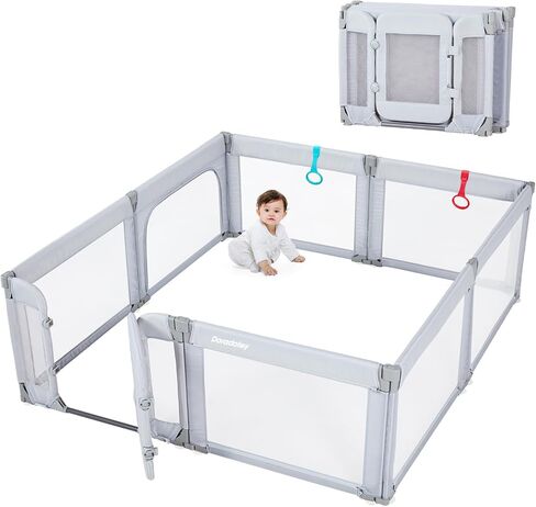 Baby Playpen with Door, Foldable Playpen for Babies and Toddlers, Adjustable Play Pen Baby Play Yard, Large Toddler Playpen,Khaki in Saudi Arabia