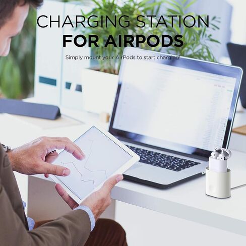 elago Upgraded Stand Charging Dock Compatible with Apple AirPods 1 & 2, Compatible with Apple TV Remote, Compatible with Apple Pencil [White] - Stand/Holder/Docking Station in Saudi Arabia