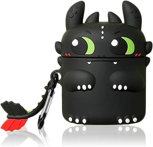 Cute Case Cover Compatible with AirPods 4th with Carabiner Keychain Hook,Funny Unique 3D Soft Silicone Shockproof Protective Skin Case Cover for Airpod 4th Case-Toothless in Saudi Arabia