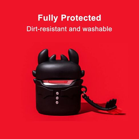 Cute Case Cover Compatible with AirPods 4th with Carabiner Keychain Hook,Funny Unique 3D Soft Silicone Shockproof Protective Skin Case Cover for Airpod 4th Case-Toothless in Saudi Arabia