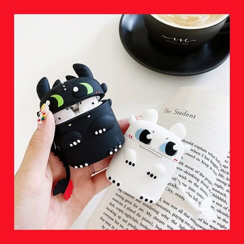 Cute Case Cover Compatible with AirPods 4th with Carabiner Keychain Hook,Funny Unique 3D Soft Silicone Shockproof Protective Skin Case Cover for Airpod 4th Case-Toothless in Saudi Arabia