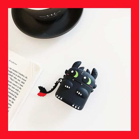Cute Case Cover Compatible with AirPods 4th with Carabiner Keychain Hook,Funny Unique 3D Soft Silicone Shockproof Protective Skin Case Cover for Airpod 4th Case-Toothless in Saudi Arabia