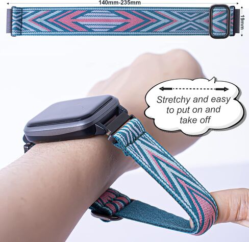 Stretch Nylon Band Compatible with Veryfitpro ID205L Watch, 19mm Elastic Replacement Strap for Blackview ID205L/Letsfit ID205L/Fitpolo ID205L/ASIAMENG ID205L/Willful ID205L/YAMAY ID205L SW020. in Saudi Arabia