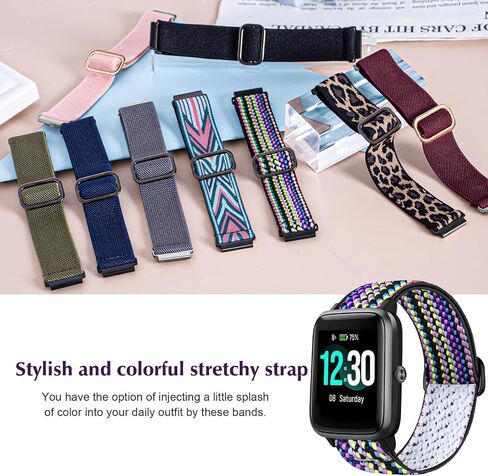 Stretch Nylon Band Compatible with Veryfitpro ID205L Watch, 19mm Elastic Replacement Strap for Blackview ID205L/Letsfit ID205L/Fitpolo ID205L/ASIAMENG ID205L/Willful ID205L/YAMAY ID205L SW020. in Saudi Arabia