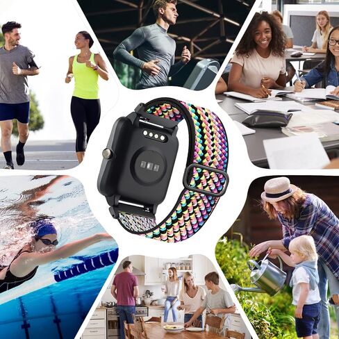 Stretch Nylon Band Compatible with Veryfitpro ID205L Watch, 19mm Elastic Replacement Strap for Blackview ID205L/Letsfit ID205L/Fitpolo ID205L/ASIAMENG ID205L/Willful ID205L/YAMAY ID205L SW020. in Saudi Arabia
